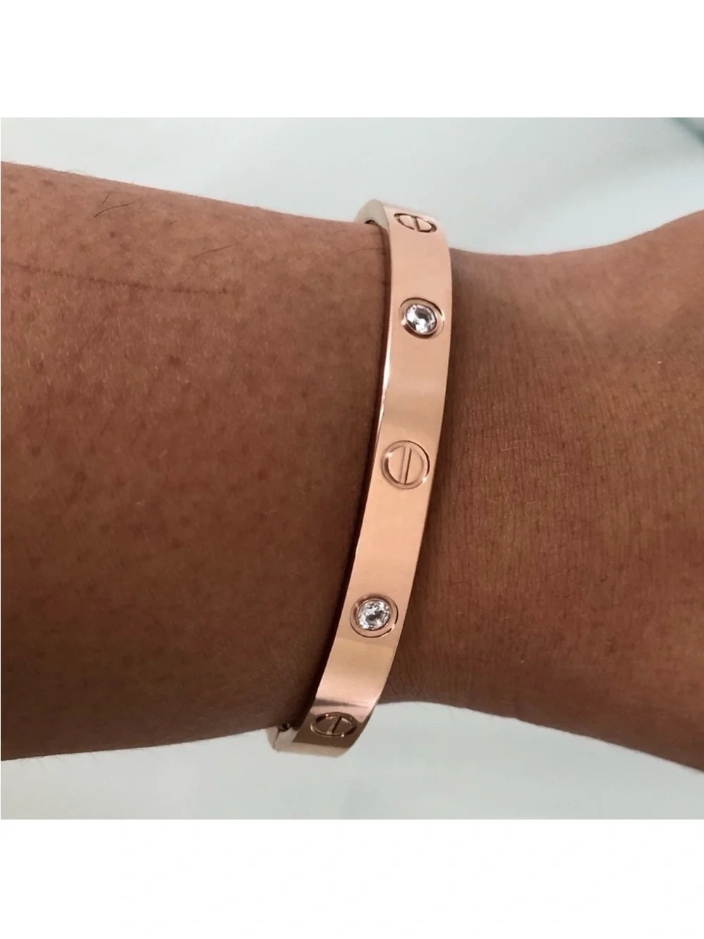 Generic Screw Bracelet with Screwdriver in Rose Gold with 4 Stones